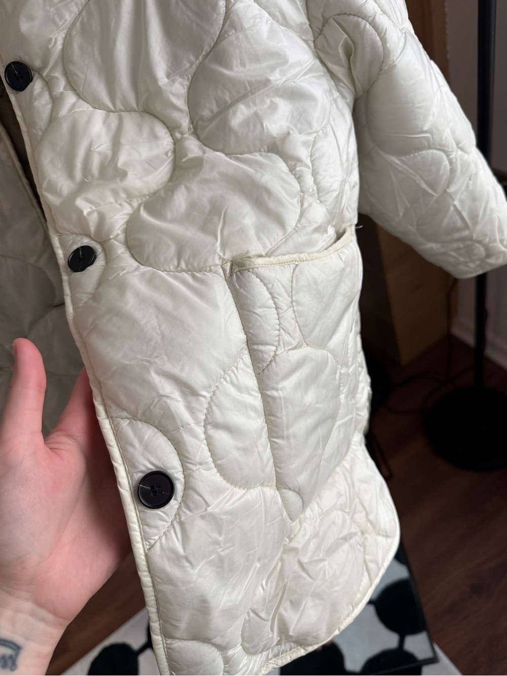 Mango Quilted Jacket in Cream with Beige Lining - Picture 4 of 7